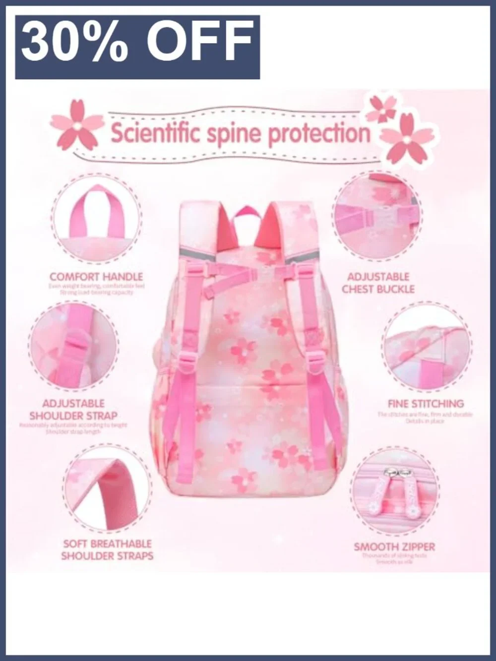 Girls Backpack School Bag with Padded Straps, Multiple Pockets, Water